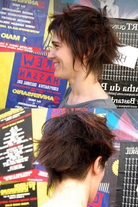 bok i tył cieniowanej fryzury krótkiej, brązowe włosy, uczesanie damskie zdjęcie numer 130A